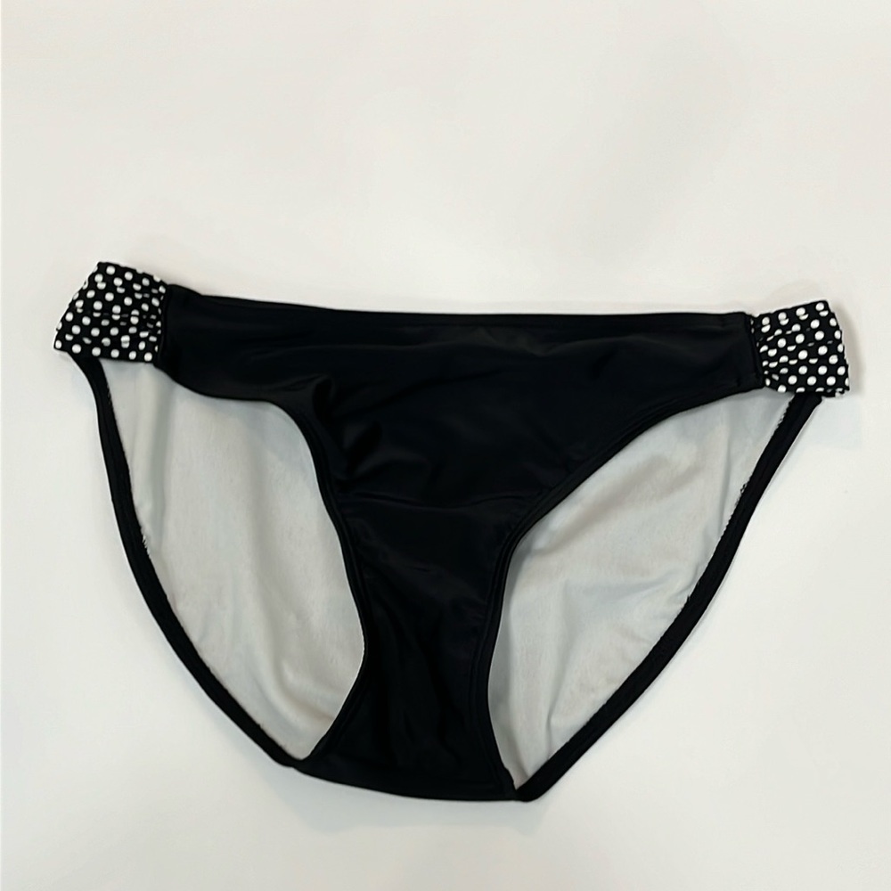 Inmocean Black White Polka Dot Riched Bikini Swim Suit Bottom Retro Classic Sz M
